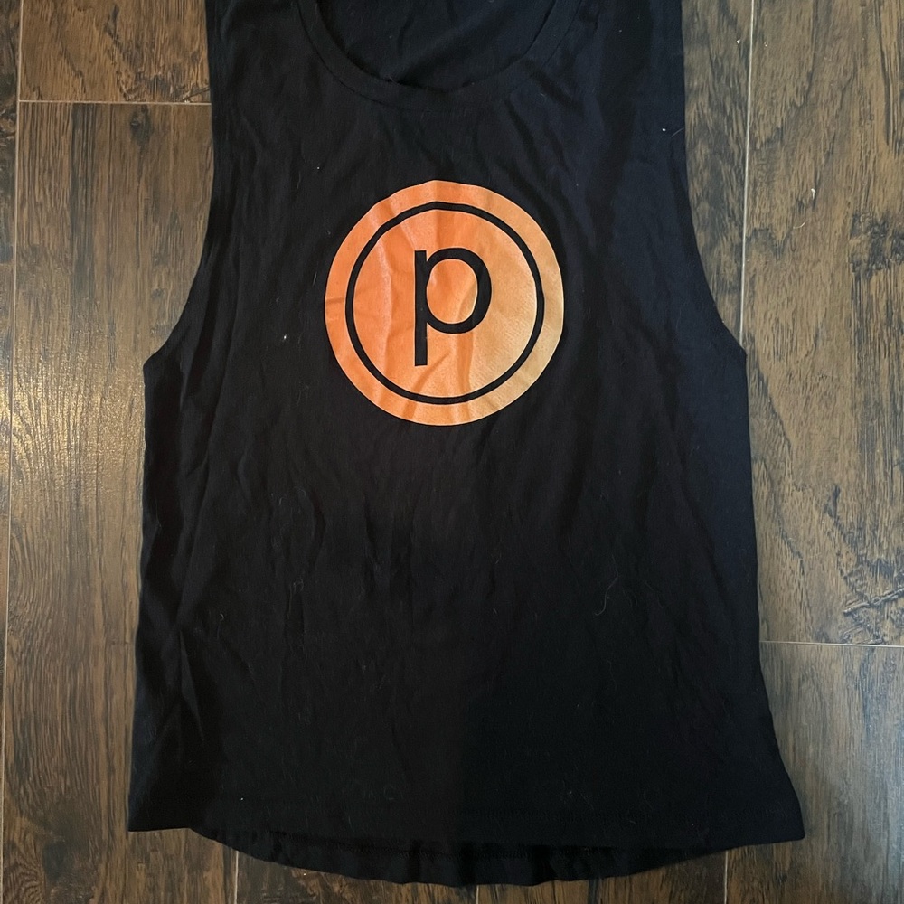 Pure Barre Black Muscle Tee with Orange Logo